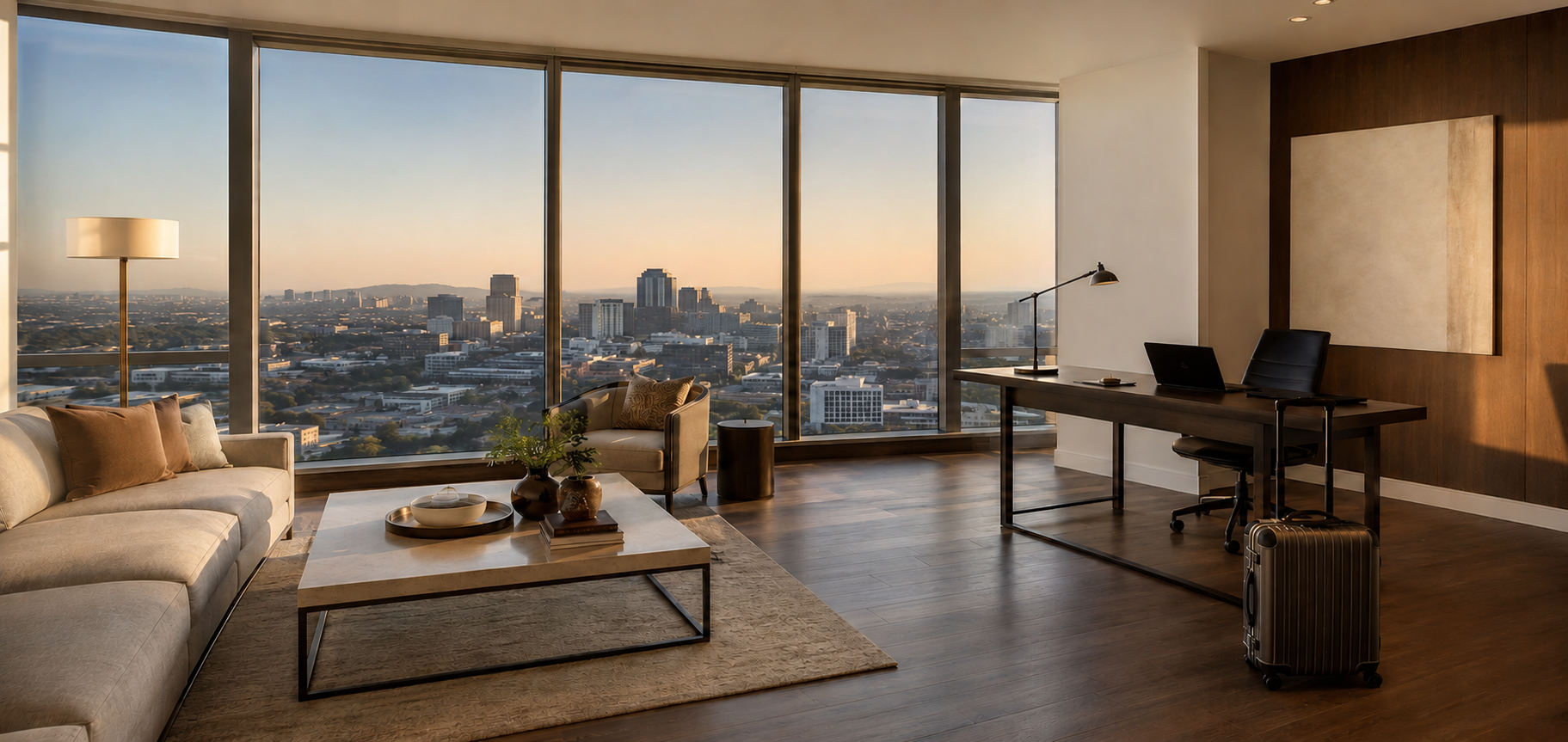Los Angeles skyline at sunset